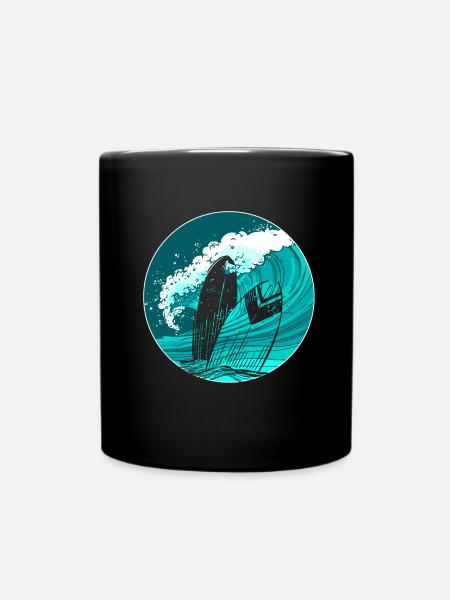 Planche de surf surf surfeur vague - Mug uni - noir