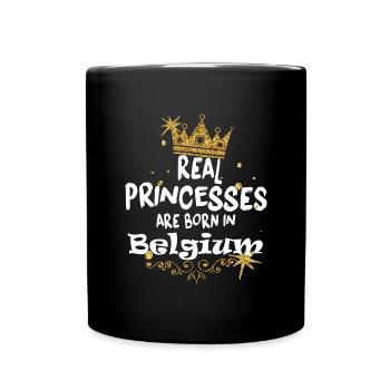 de vraies princesses naissent en belgique - Mug uni - noir - Devant