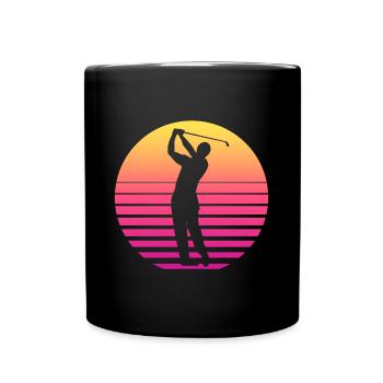Golf Golfer Golfen Retro 80er - Tasse einfarbig - Schwarz - Vorne