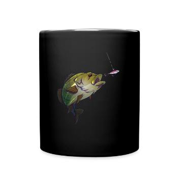 Barsch Köder Angler Angeln Biss Fischer - Tasse einfarbig - Schwarz - Vorne