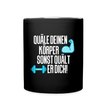 Gewichtheben Gym Fitness - Tasse einfarbig - Schwarz - Vorne