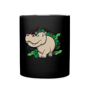 Jungle Hippo, king of the jungle - Full Colour Mug - black - Front