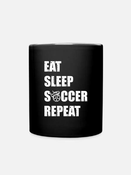 Eat. Sleep. Soccer. Repeat. - Full Colour Mug - black