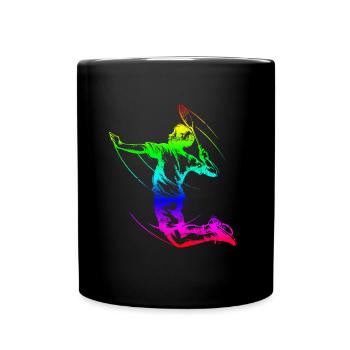 Badminton Spieler Bunt - Tasse einfarbig - Schwarz - Vorne