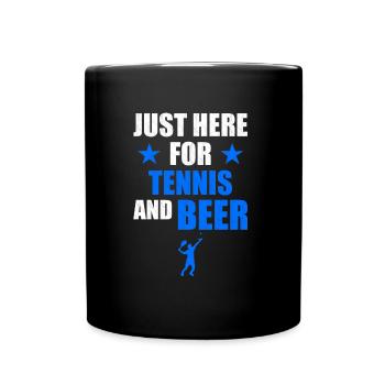 Tennis und Bier - Tasse einfarbig - Schwarz - Vorne