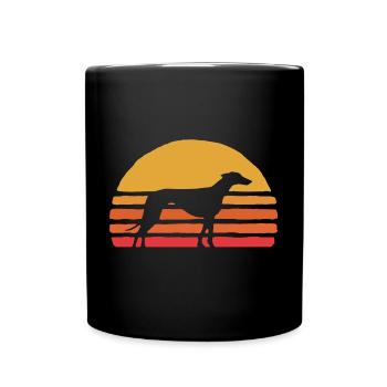 Levrette au coucher du soleil - Mug uni - noir - Devant