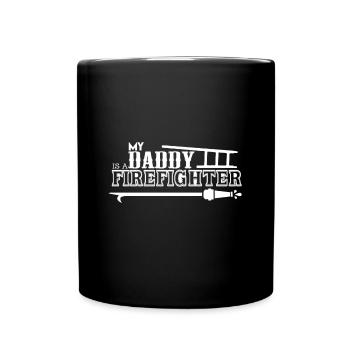 Mein Vater ist Feuerwehrmann - Tasse einfarbig - Schwarz - Vorne