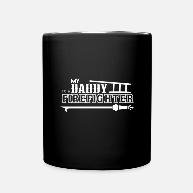 My father is a firefighter - Full Colour Mug - black