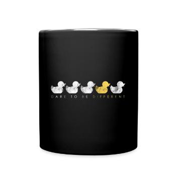 Sei anders. Cooler Spruch Ente Kücken - Tasse einfarbig - Schwarz - Vorne