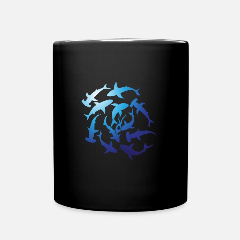 Überall Haie - Tasse einfarbig - Schwarz