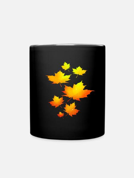 Autumn Leaves Leaves Leaves - Full Colour Mug - black