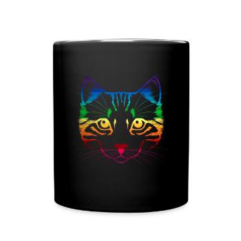 Chat arc-en-ciel LGBT - Mug uni - noir - Devant