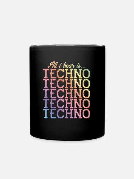 techno hear music bunt - Tasse einfarbig - Schwarz