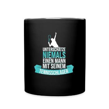 Tennis saying tennis racket funny - Full Colour Mug - black - Front