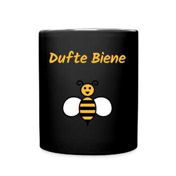 ★ Designfarben änderbar ★ Dufte Biene - Tasse einfarbig - Schwarz - Vorne