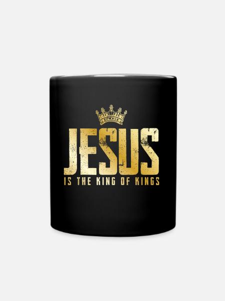Jésus Christ est roi d'or - Mug uni - noir