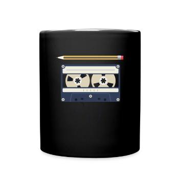 90er 80er Kassette Musik Retro Stift Bleistift - Tasse einfarbig - Schwarz - Vorne