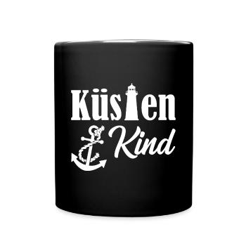 Küstenkind Anker Leuchtturm Meer Maritim Geschenk - Tasse einfarbig - Schwarz - Vorne