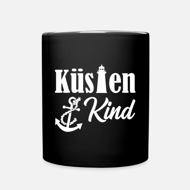 Küstenkind Anker Leuchtturm Meer Maritim Geschenk - Tasse einfarbig - Schwarz