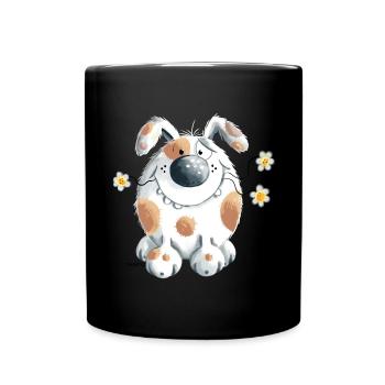 Funny dog with flower - Full Colour Mug - black - Front
