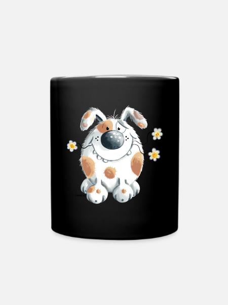 Chien avec la fleur - Mug uni - noir