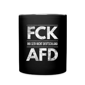 Gegen Rechts Motiv - Tasse einfarbig - Schwarz - Vorne