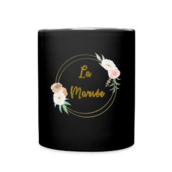 the gold bride and flowers - Full Colour Mug - black - Front