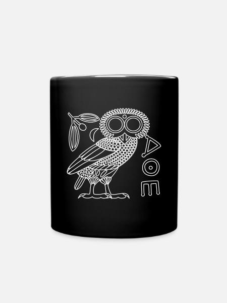 Chouette d'Athéna [Contour blanc + tout] - Mug uni - noir