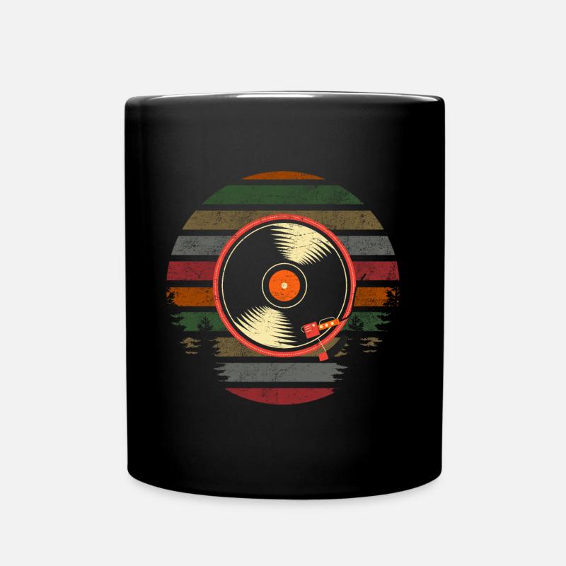 Vintage Vinyl Retro Musik Schallplatte - Tasse einfarbig - Schwarz