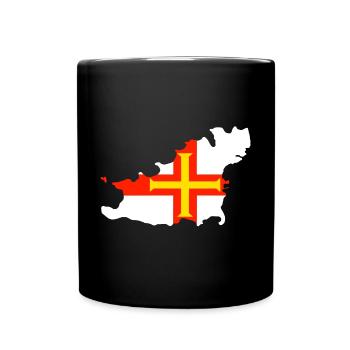 Karte und Flagge von Guernsey - Tasse einfarbig - Schwarz - Vorne