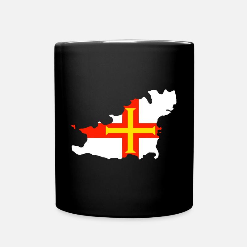 Map and Flag of Guernsey - Full Colour Mug - black