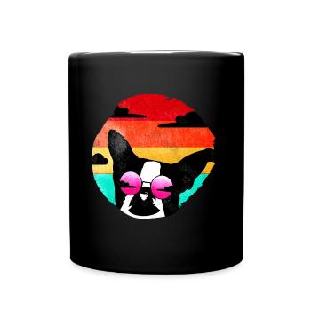 Retro Pit Bull Grafik Geschenk - Tasse einfarbig - Schwarz - Vorne