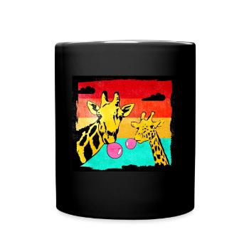 Retro Giraffen Comic mit Kaugummi Geschenk - Tasse einfarbig - Schwarz - Vorne