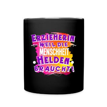Erzieherin - Tasse einfarbig - Schwarz - Vorne