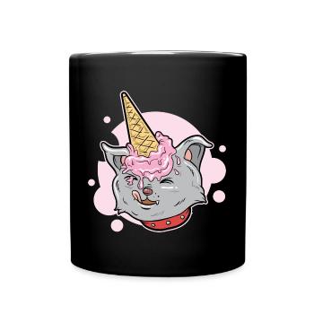 Cute Cat Loving Ice Cream Cat Lover Gift Idea - Full Colour Mug - black - Front