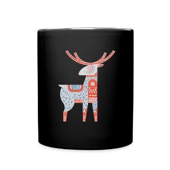 Reindeer Rentier - Tasse einfarbig - Schwarz - Vorne