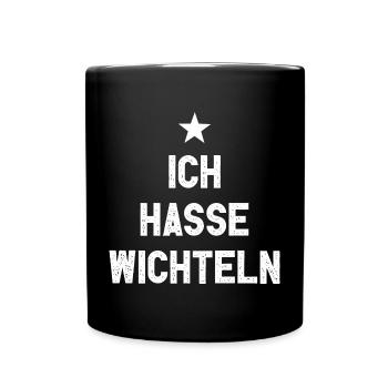 Ich Hasse Wichteln I Lustiges Wichtelgeschenk - Tasse einfarbig - Schwarz - Vorne