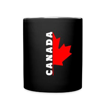 J'aime le design canadien avec feuille d'érable / cadeau - Mug uni - noir - Devant