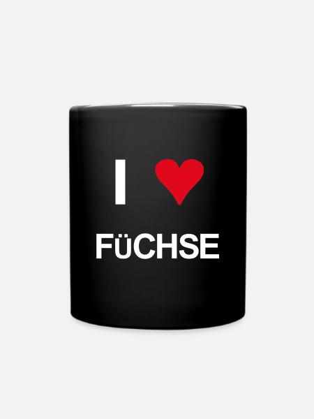 I love Füchse - Tasse einfarbig - Schwarz