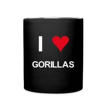 I love Gorillas - Tasse einfarbig - Schwarz - Vorne