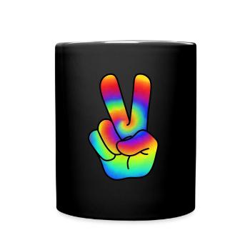 Hippie Peace Victorie sign peace sign - Full Colour Mug - black - Front