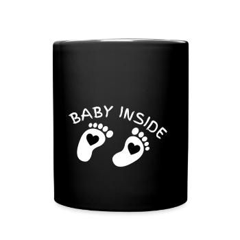 baby inside auf babybauch der schwangeren - Tasse einfarbig - Schwarz - Vorne