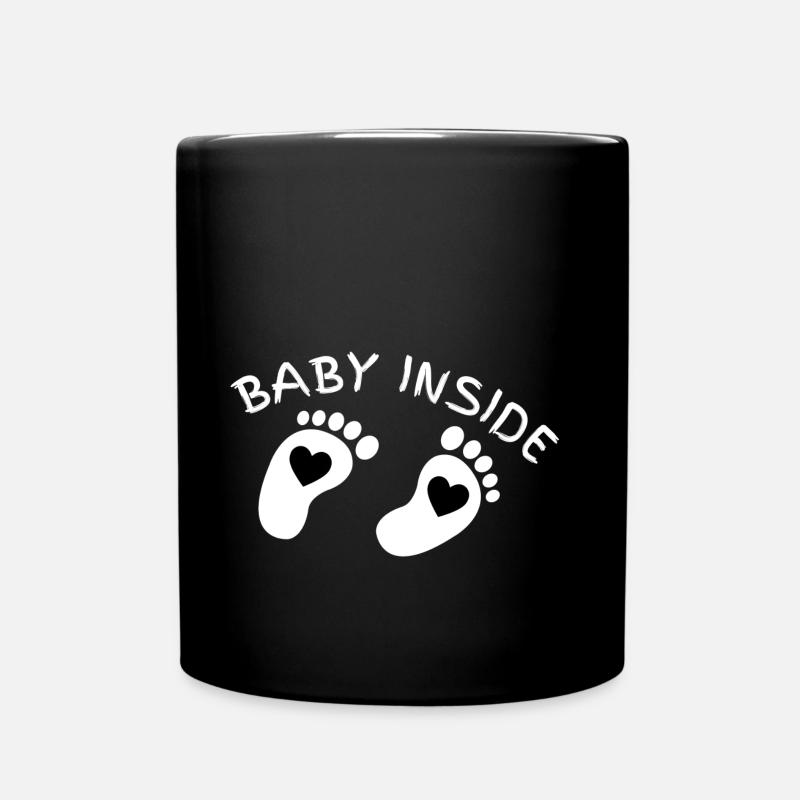 bébé à l'intérieur sur le ventre de bébé enceinte - Mug uni - noir