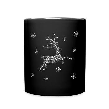 Deer of stars and snowflakes, reindeer - Full Colour Mug - black - Front