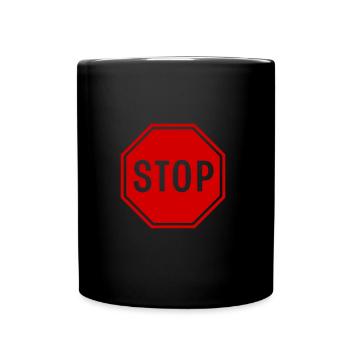STOP - Tasse einfarbig - Schwarz - Vorne