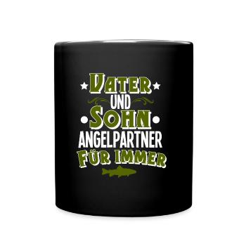 Angeln Angler Vater Sohn - Tasse einfarbig - Schwarz - Vorne