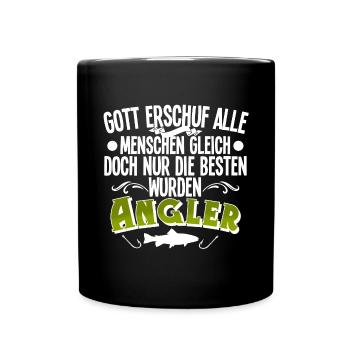 Angler Angeln - Tasse einfarbig - Schwarz - Vorne