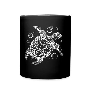 swimming turtle - Full Colour Mug - black - Front