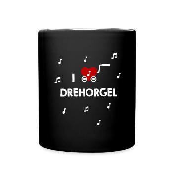 Drehorgel Herz für Drehorgelspieler - Tasse einfarbig - Schwarz - Vorne