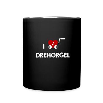 Drehorgel Herz für Drehorgelspieler  - Tasse einfarbig - Schwarz - Vorne